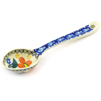 Polish Pottery Spoon 6" Red Daisy