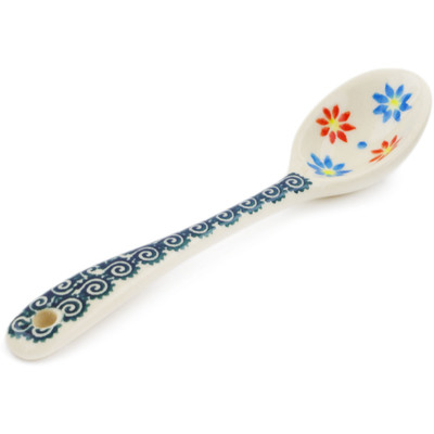 Polish Pottery Spoon 6&quot; Spring Flower Ring