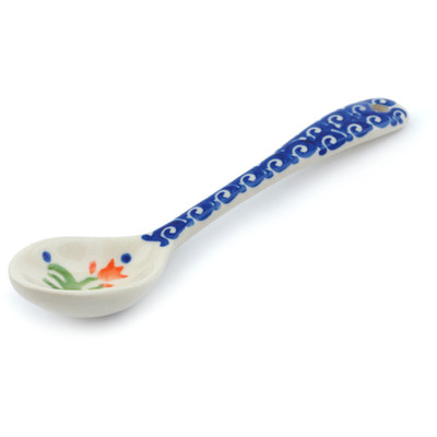 Polish Pottery Spoon 6&quot; Spring Flowers