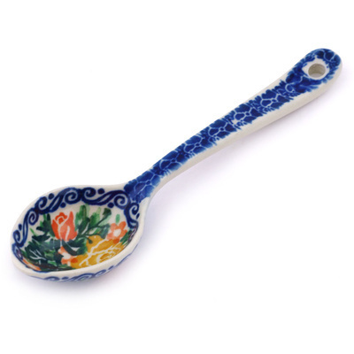 Polish Pottery Spoon 6&quot; Springtime Butterfly UNIKAT