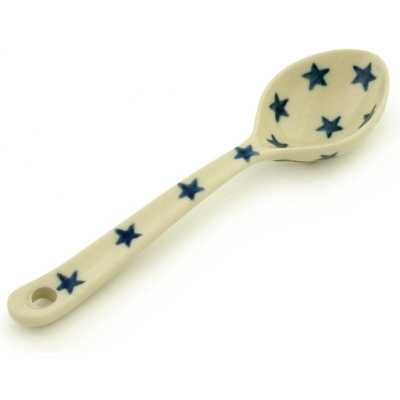 Polish Pottery Spoon 6&quot; Starburst Americana