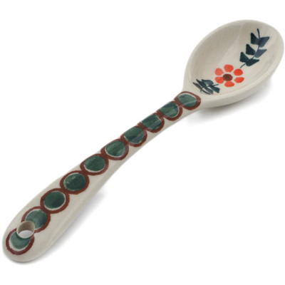 Polish Pottery Spoon 6&quot; Sunflower Peacock