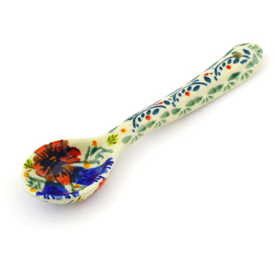 Polish Pottery Spoon 6&quot; Vine Birds UNIKAT