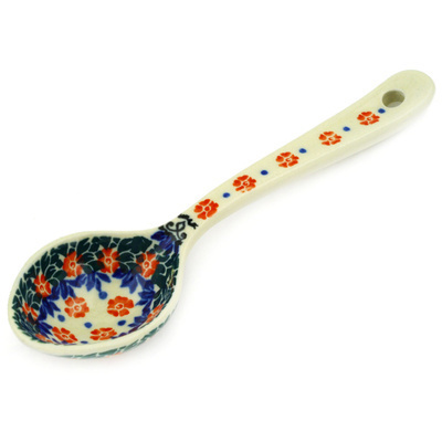 Polish Pottery Spoon 6&quot; Yellow Butterfly