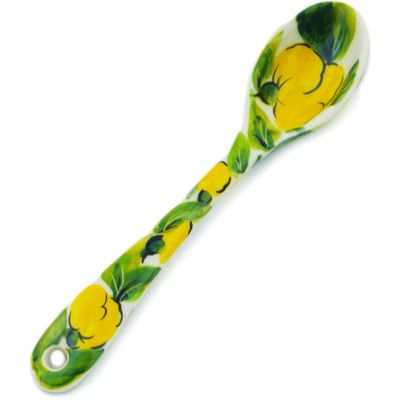 Polish Pottery Spoon 6&quot; Yellow Flower UNIKAT