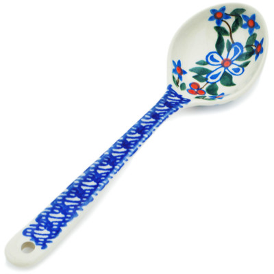 Polish Pottery Spoon 7&quot; Azure Blooms