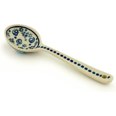 Polish Pottery Spoon 7&quot; Blue Confetti