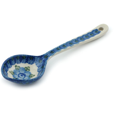 Polish Pottery Spoon 7&quot; Blue Poppies