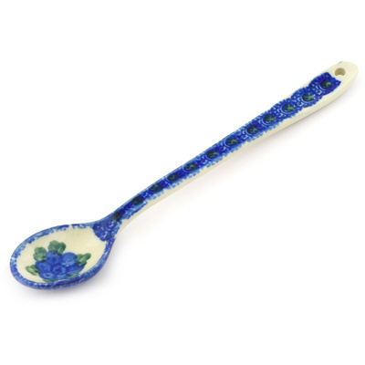 Polish Pottery Spoon 7&quot; Blue Poppies