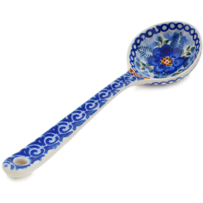 Polish Pottery Spoon 7&quot; Blue Poppy Circle UNIKAT