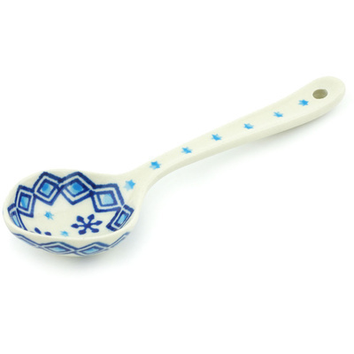 Polish Pottery Spoon 7&quot; Blue Snowflake