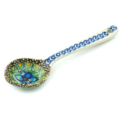 Polish Pottery Spoon 7&quot; Mardi Gras UNIKAT