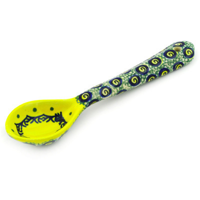 Polish Pottery Spoon 7&quot; Peacock Bumble Bee