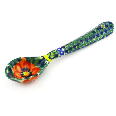 Polish Pottery Spoon 7&quot; Poppies All Around UNIKAT