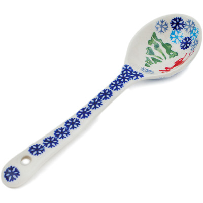 Polish Pottery Spoon 7&quot; Ring Around The Reindeer
