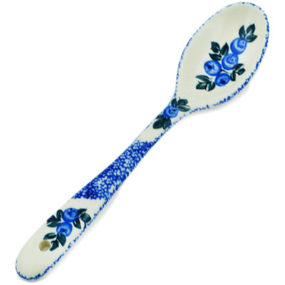 Polish Pottery Spoon 8&quot; Blue Berry Special UNIKAT