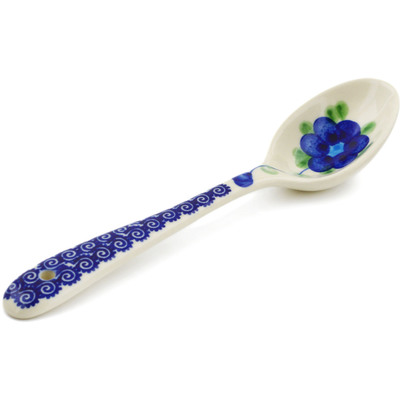 Polish Pottery Spoon 8&quot; Blue Poppies