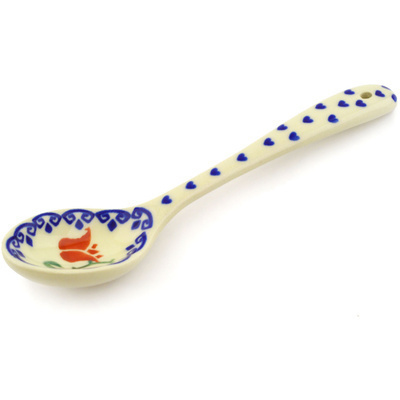 Polish Pottery Spoon 8&quot; Butterfly Tulips