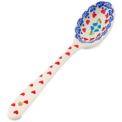 Polish Pottery Spoon 8&quot; Graphic Armor