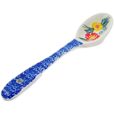 Polish Pottery Spoon 8&quot; Hibiscus Haven