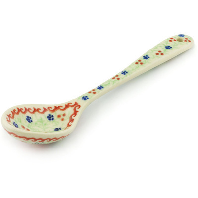 Polish Pottery Spoon 8&quot; Poinsettia UNIKAT