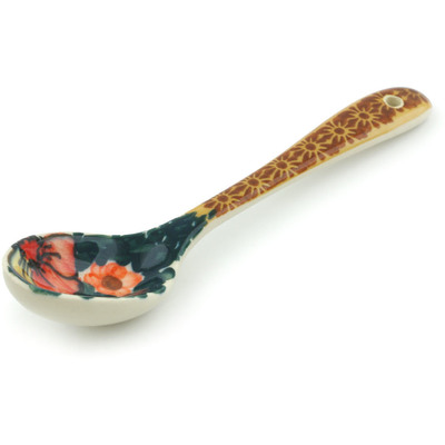 Polish Pottery Spoon 8&quot; Poppy Love UNIKAT