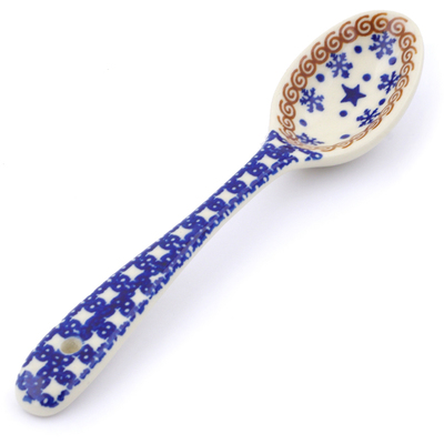 Polish Pottery Spoon 8&quot; Winter Snow