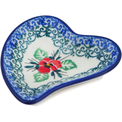 Polish Pottery Spoon Rest 0&quot; Red Pansy