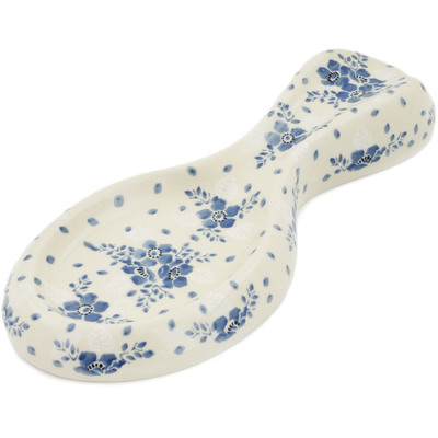 Polish Pottery Spoon Rest 10&quot; Denim In Bloom