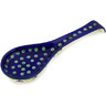 Polish Pottery Spoon Rest 10&quot; Green Gingham Peacock