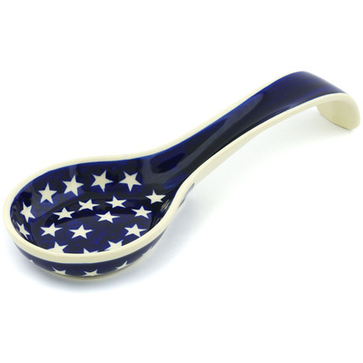 Polish Pottery Spoon Rest 12&quot; America The Beautiful
