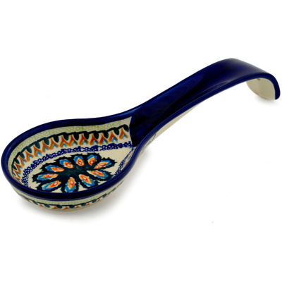 Polish Pottery Spoon Rest 12&quot; Cathedral Window