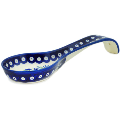 Polish Pottery Spoon Rest 12&quot; Cornflower Blue Eyes