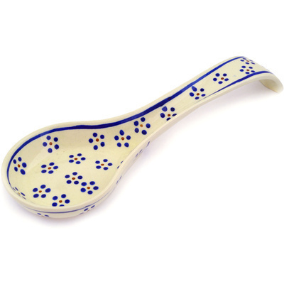 Polish Pottery Spoon Rest 12&quot; Daisy Dots