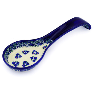 Polish Pottery Spoon Rest 12&quot; Forget Me Not Dots
