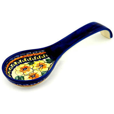 Polish Pottery Spoon Rest 12&quot; Lemon Poppies UNIKAT