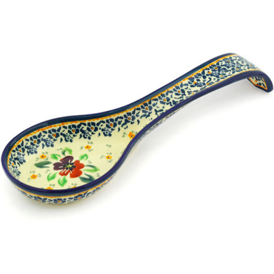 Polish Pottery Spoon Rest 12&quot; Nightingale Flower