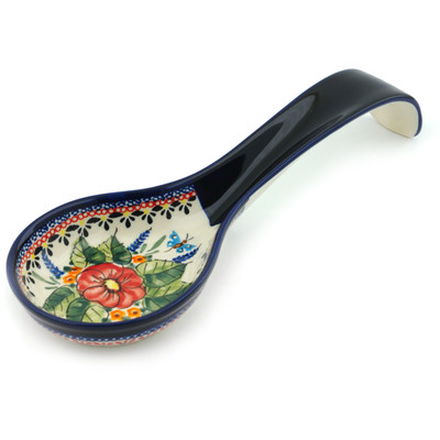 Polish Pottery Spoon Rest 12&quot; Spring Splendor UNIKAT