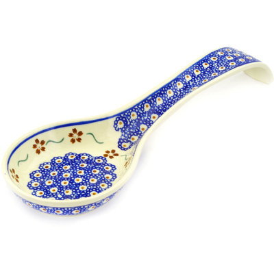 Polish Pottery Spoon Rest 12&quot; Sweet Red Flower