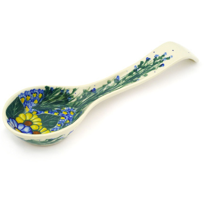 Polish Pottery Spoon Rest 12&quot; Wildflower Meadow