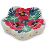 Polish Pottery Spoon Rest 2&quot; Red Pansy