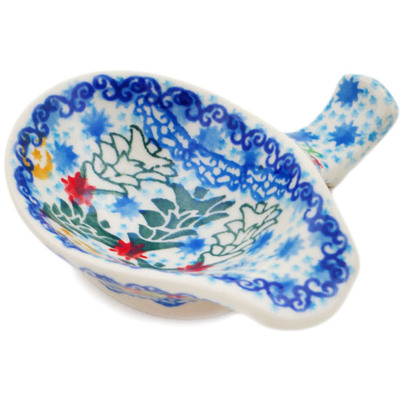 Polish Pottery Spoon Rest 4&quot; Glowing Christmas Trees UNIKAT