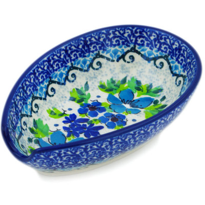 Polish Pottery Spoon Rest 5&quot; Ambrosial Blues UNIKAT