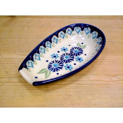 Polish Pottery Spoon Rest 5&quot; Aster Patches