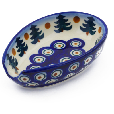 Polish Pottery Spoon Rest 5&quot; Autumn Evergreen