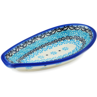 Polish Pottery Spoon Rest 5&quot; Baby Blues UNIKAT