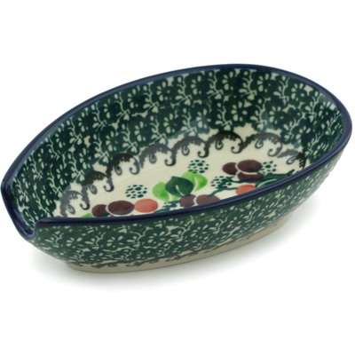 Polish Pottery Spoon Rest 5&quot; Berry Garland