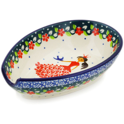 Polish Pottery Spoon Rest 5&quot; Bird Princess