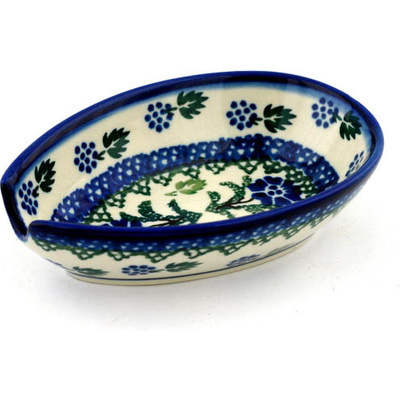 Polish Pottery Spoon Rest 5&quot; Blackberry Blooms