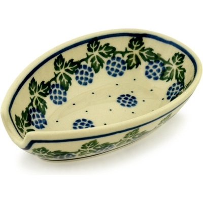 Polish Pottery Spoon Rest 5&quot; Blackberry Vines